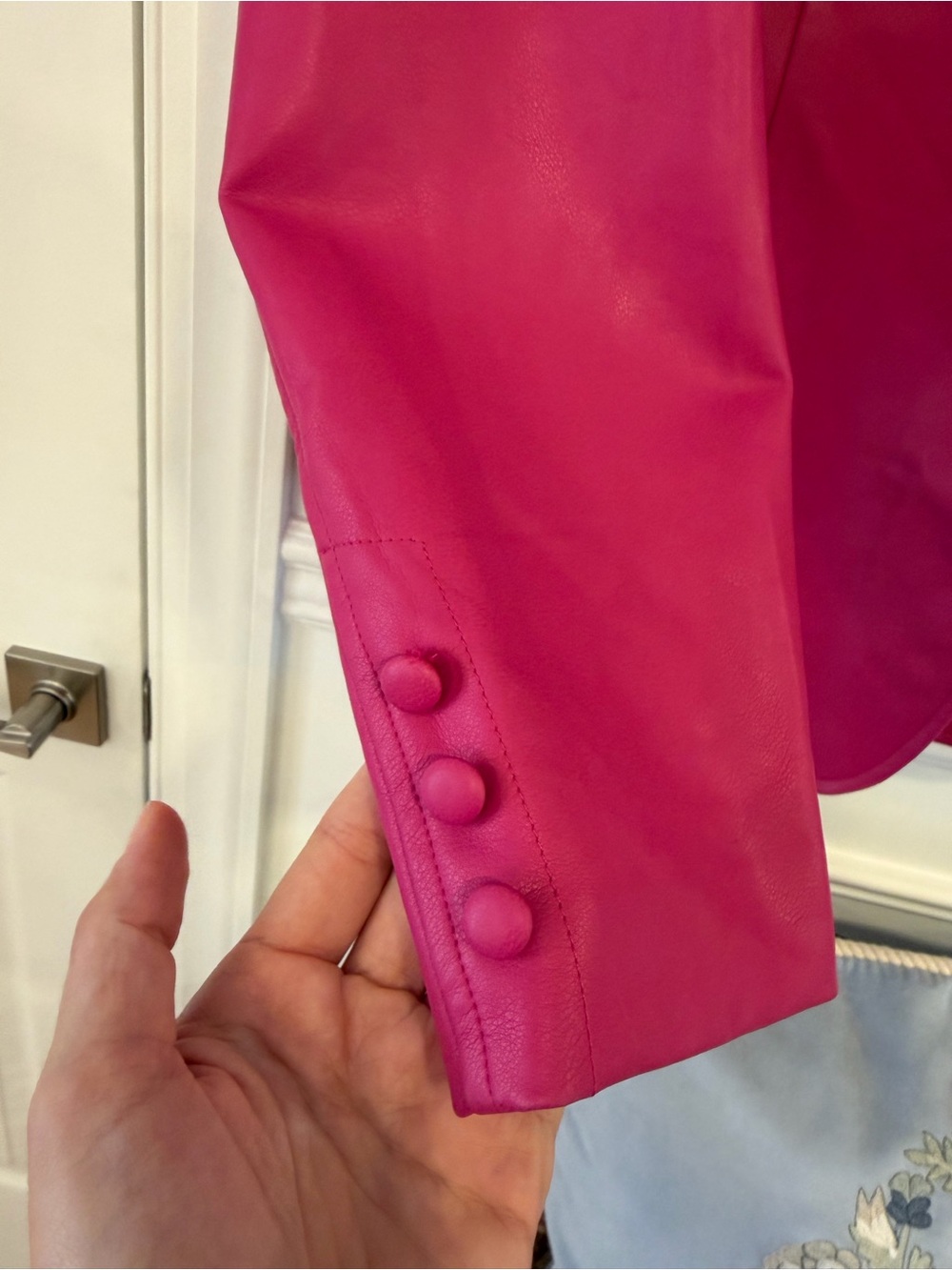 Fate Women's Bright Pink Leather Blazer - Picture 3 of 4